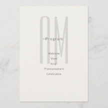 Architectural Monogram Wedding Program Card