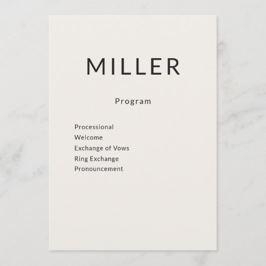 Architectural Wedding Program Menu Programm (Vorderseite)