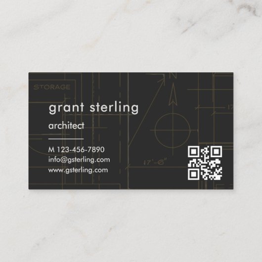 Architecture Black QR Code Visitenkarte (Rückseite)