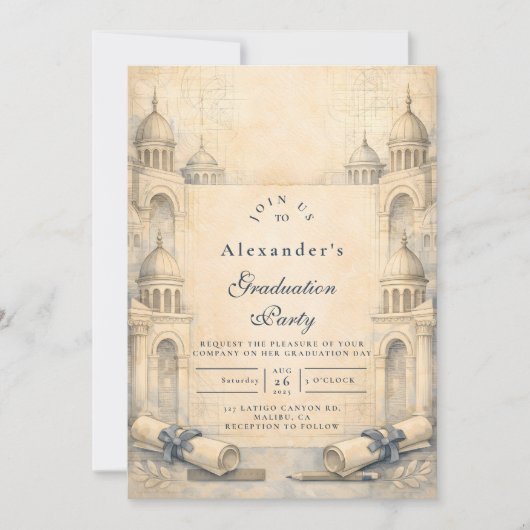 Architecture Drafting Tools Graduation Einladung (Vorderseite)