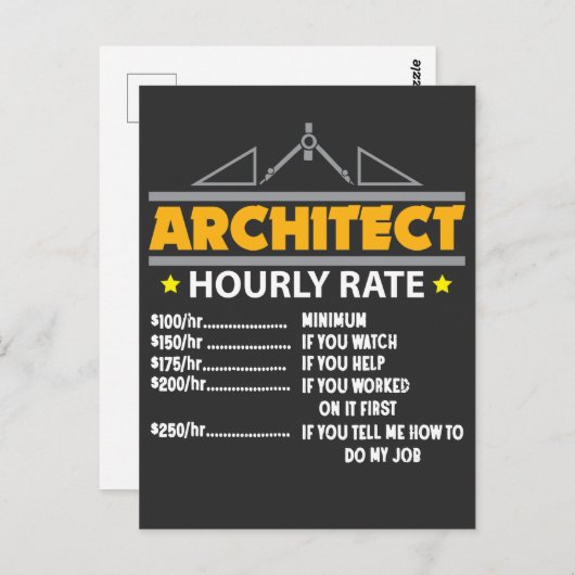 Architecture Hourly Rate Funny Handyman Vater Postkarte (Vorne/Hinten)