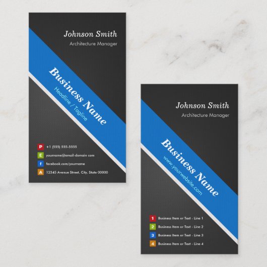 Architecture Manager - Premium Black Blue Visitenkarte (Vorne/Hinten)