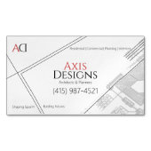 Architecture Minimalistisch Blue Print White Magnetische Visitenkarte (Vorderseite)