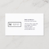 Architecture Monogram Schwarz-weiß Beruflich Visitenkarte (Rückseite)