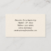 Architekt,- Bauunternehmer -, Visitenkarte (Rückseite)