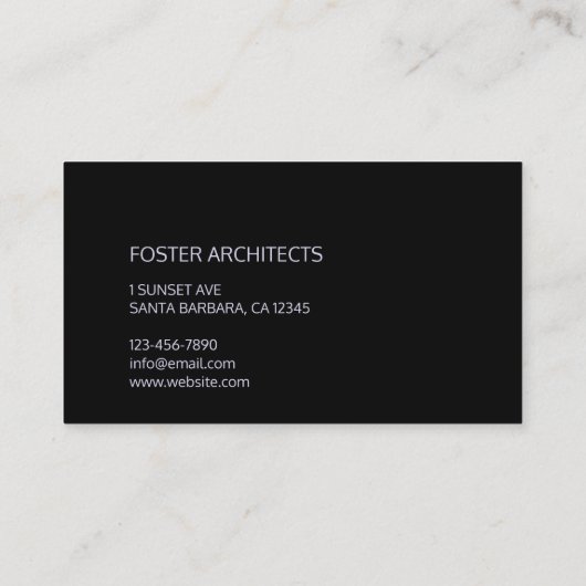 Architekt Beruflich Elegant Black Visitenkarte (Rückseite)