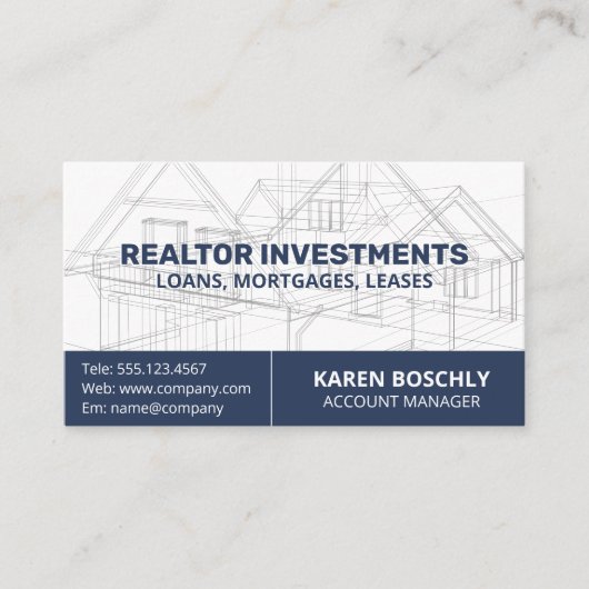 Architekt Blueprint | Konstruktion Visitenkarte (Vorderseite)