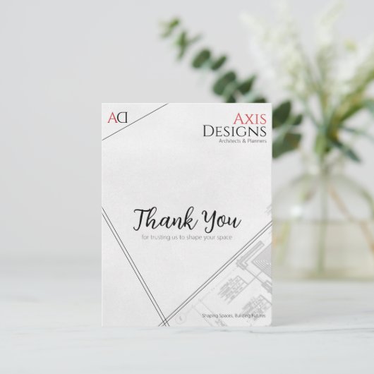 Architekt Danke Postcard mit Blueprint Design Postkarte (Stehend Vorderseite)