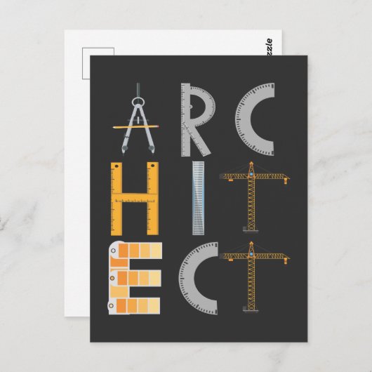 Architekt gibt Architekturstudenten Postkarte (Vorne/Hinten)