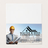 Architekt Holding Blueprints | Baustelle Visitenkarten (Außenseite Aufgefaltet)