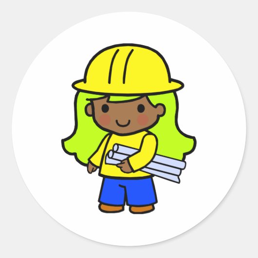 Architekt Mädchen 1 Runder Aufkleber (Vorderseite)