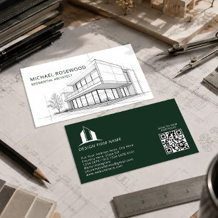 Architekt Technische Zeichnung Skizze Grün Visitenkarte