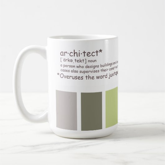 Architekt. Überzogene Juxtaposition Kaffeetasse (Links)
