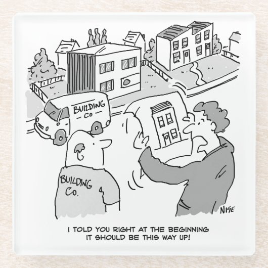 Architekt und Bauherr schauen sich die Pläne des H Glasuntersetzer (Vorderseite)