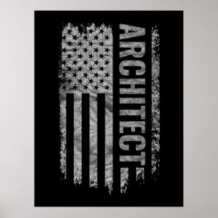 Architekt USA-Flagge Distressed-Design Poster