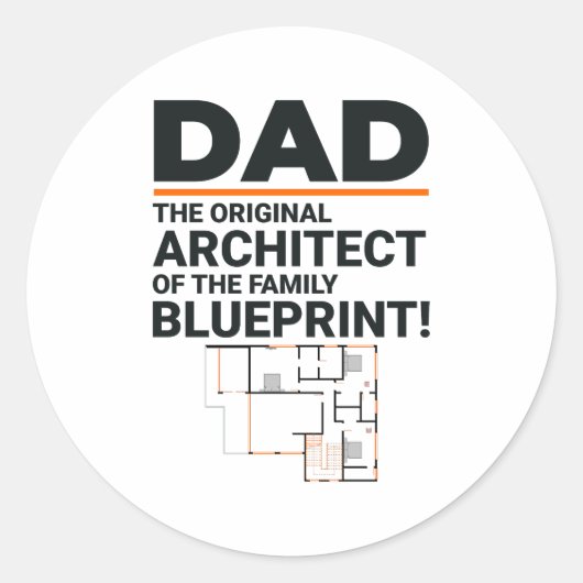 Architekt Vaters Blueprint Laghter Vatertag Runder Aufkleber (Vorderseite)
