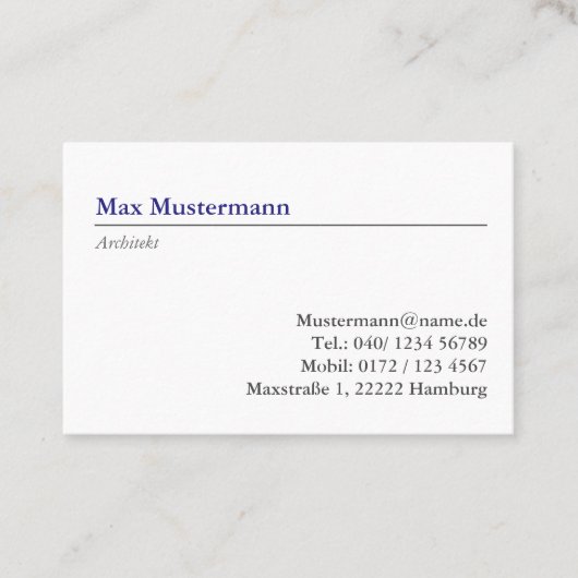 Architekt Visitenkarte (Vorderseite)