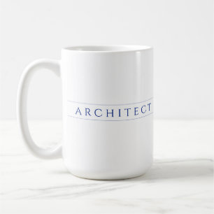 ARCHITEKT Weiße hohe Tasse / Marineblau
