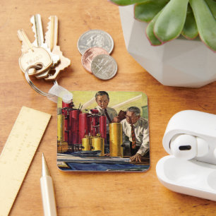 Architekten arbeiten in einem Büro, Vintage-Geschä Schlüsselanhänger