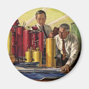 Architekten bei der Arbeit im Büro, Vintage-Geschä Magnet