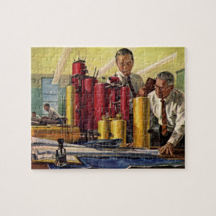 Architekten bei der Arbeit im Büro, Vintage-Geschä Puzzle