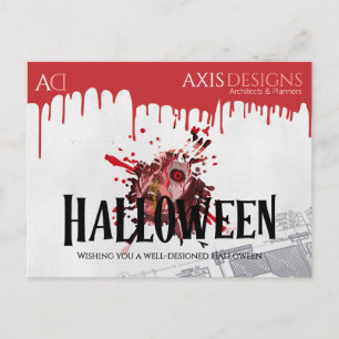 Architekten-Halloween-Zombie- und Blutgrüße Feiertagspostkarte