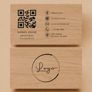 Architekten-Holz-Professionell-QR-Code Visitenkarte