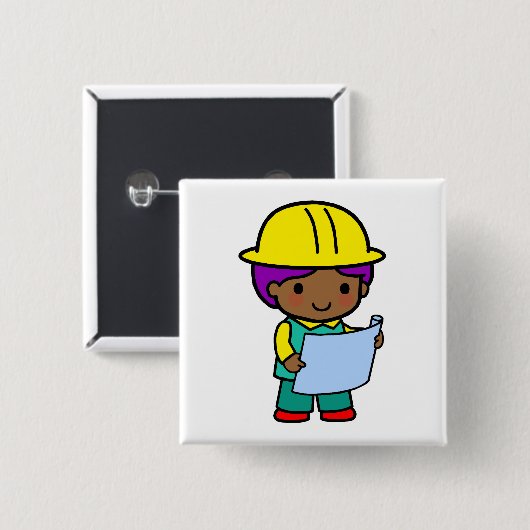 Architekten-Junge Button (Vorne & Hinten)