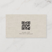 Architekten Luxus Neutraler Leinen QR Code Visitenkarte (Rückseite)