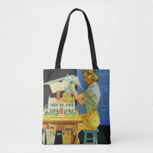 Architekten-Modellhaus Blaupausen im Vintage-Stil Tasche