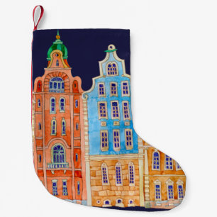 Architektonisch nahtlose Grenzstruktur auf dunklem Kleiner Weihnachtsstrumpf