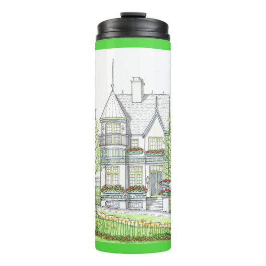 Architektonisch Viktorianische grüne Wärmeleiter Thermosbecher (Vorderseite)