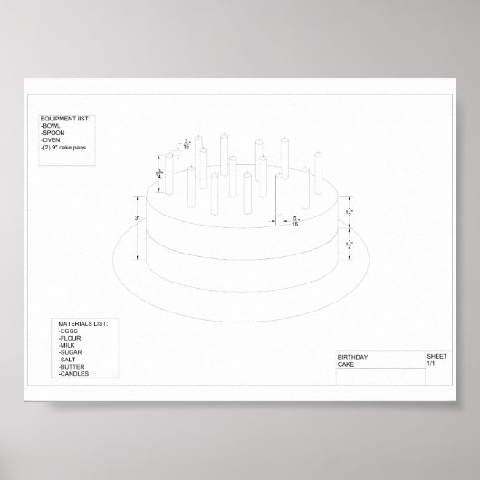 Architektonische Geburtstagskuche Poster (Vorne)