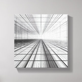 architektonische Gitterperspektive, 3D-Drahtgitter Leinwanddruck