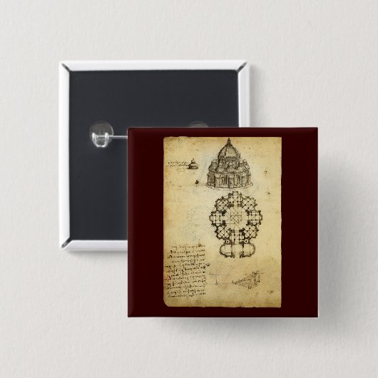 Architektonische Kathedrale Studie von Leonardo da Button (Vorne & Hinten)