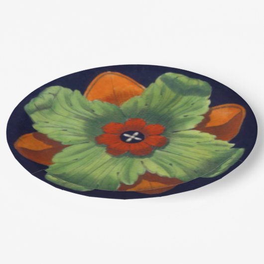 Architektonische Rosette Nr. 4 Pappteller (Schrägansicht)