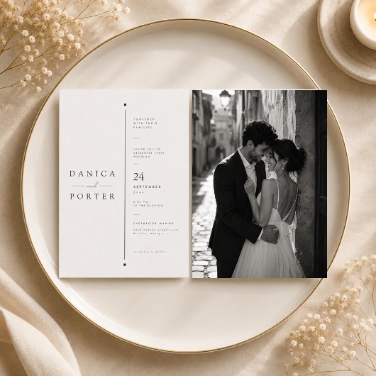 Architektonische Split-Layout-Hochzeit Einladung