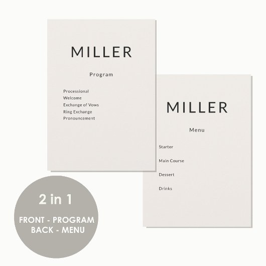 Architektonisches Hochzeitsprogramm Menü Programm