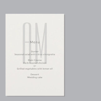 Architektonisches Monogramm Minimal Hochzeit Menükarte