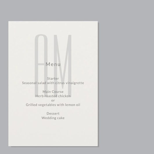 Architektonisches Monogramm Minimal Hochzeit Menükarte