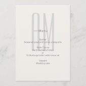 Architektonisches Monogramm Minimal Hochzeit Menükarte (Vorderseite)