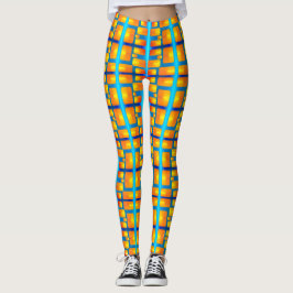 Architektonisches Muster mit Aqua- und Orangetönen Leggings