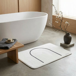 Architektonisches Off-White Feine Linie Japandi Mi Badematte