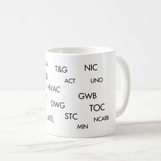 Architektur-Abkürzungs-Tasse Kaffeetasse (VorderseiteRechts)