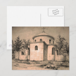 Architektur Alte Orthodoxe Kirche Zeichnung Kunst Postkarte