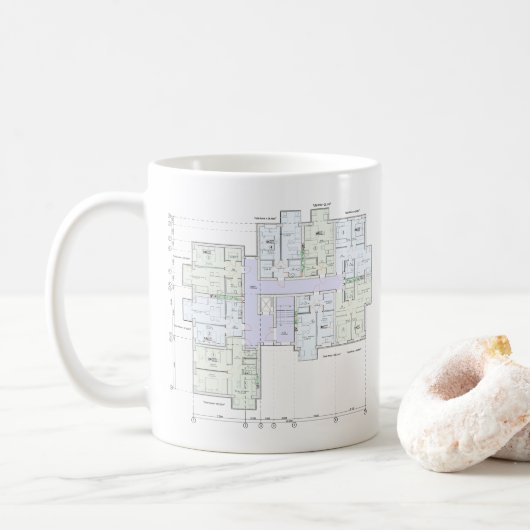 Architektur-Blueprint  Kaffeetasse (Mit Donut)