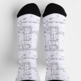 Architektur-Blueprint-Muster Unisex-Socken Socken