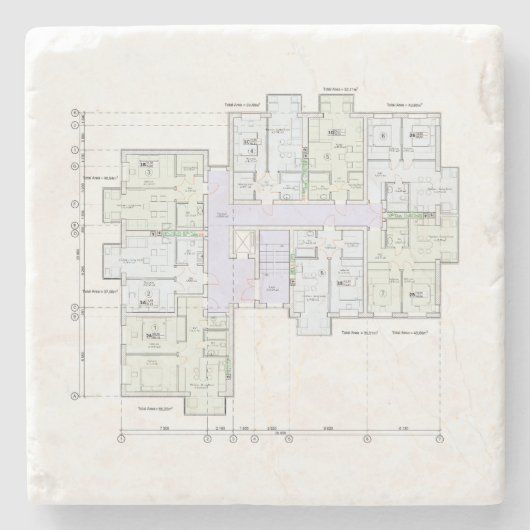 Architektur-Blueprint-Steinuntersetzer Steinuntersetzer (Vorderseite)