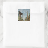 Architektur Capriccio mit Prediger Quadratischer Aufkleber (Tasche)