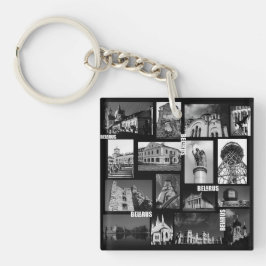 Architektur-Collage Weißrussland Gordno Brest Mins Schlüsselanhänger